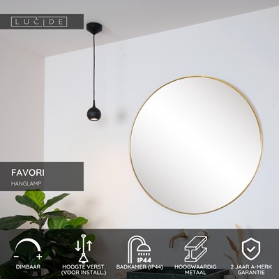 Lucide FAVORI - Hanglamp Badkamer - 1xGU10 - IP44 - Zwart